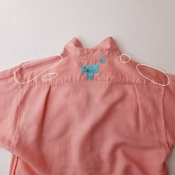 Vintage 1980s Album by Kenzo salmon pink button-up - Picture 12 of 13